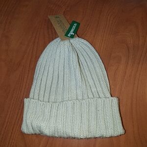 Atlantis Shore Ribbed Knit Cuffed Beanie Beige New